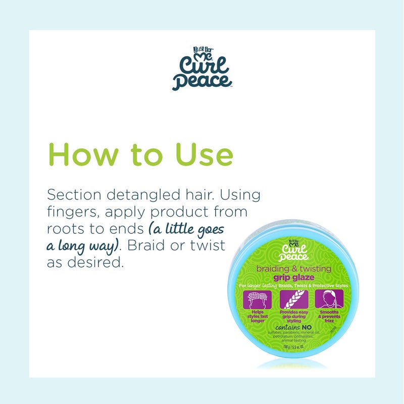 Just For Me Curl Peace Braiding & Twisting Grip Glaze - Holds & Reduces Frizz, Contains Flaxseed, Avocado Oil & Black Castor Oil, Nourishes & Strengthens Hair 5.5 oz - Image 4